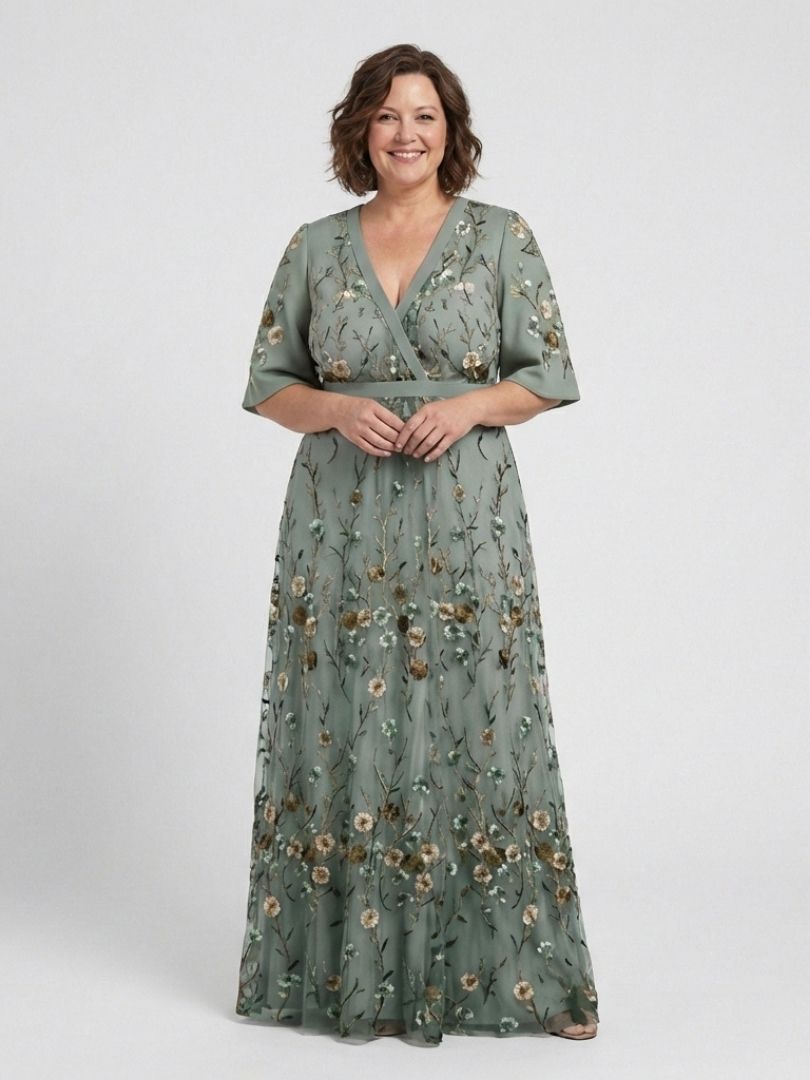 Élodie – Robe Longue Fleurie avec Décolleté en V