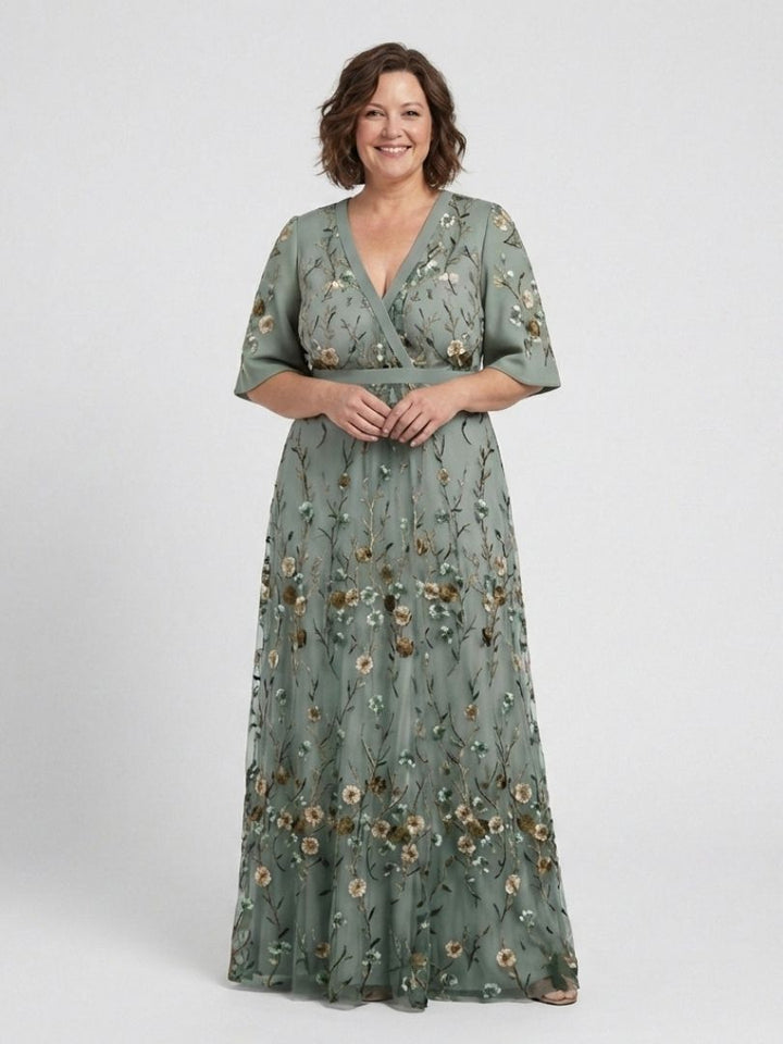 Élodie – Robe Longue Fleurie avec Décolleté en V